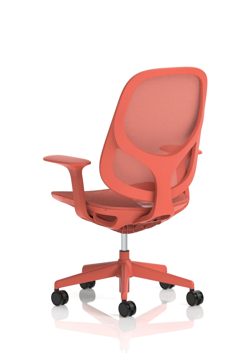 Tutti Mesh Medium Back Task Operator Office Chair With Arms - Coral