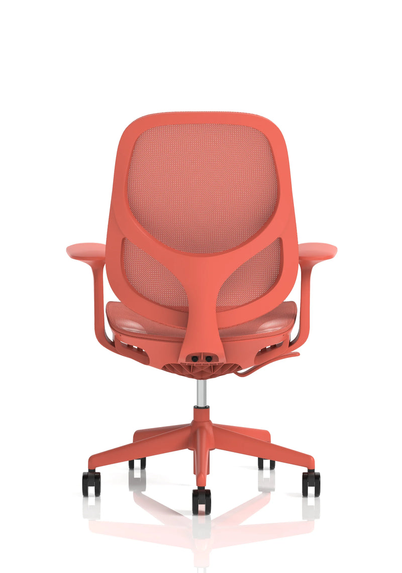 Tutti Mesh Medium Back Task Operator Office Chair With Arms - Coral