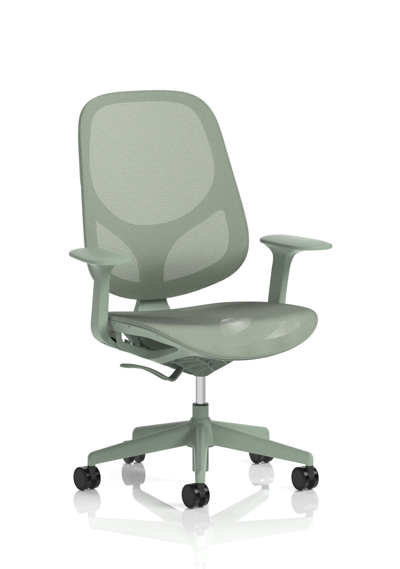 Tutti Mesh Medium Back Task Operator Office Chair With Arms - Mint
