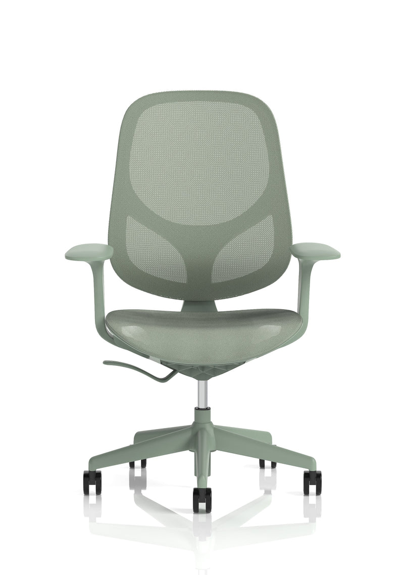 Tutti Mesh Medium Back Task Operator Office Chair With Arms - Mint