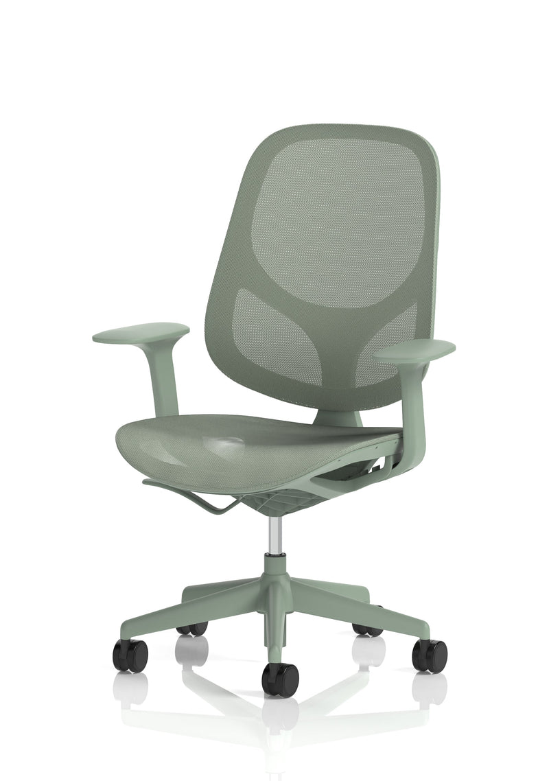 Tutti Mesh Medium Back Task Operator Office Chair With Arms - Mint
