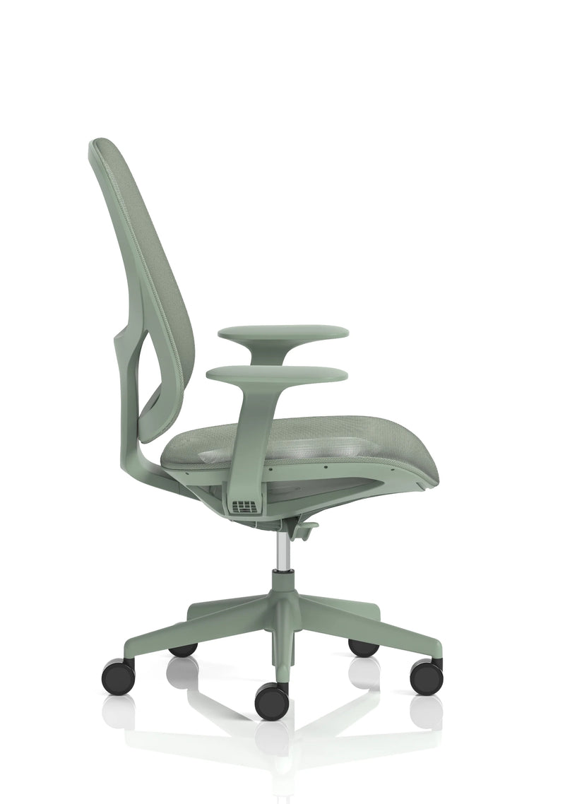 Tutti Mesh Medium Back Task Operator Office Chair With Arms - Mint