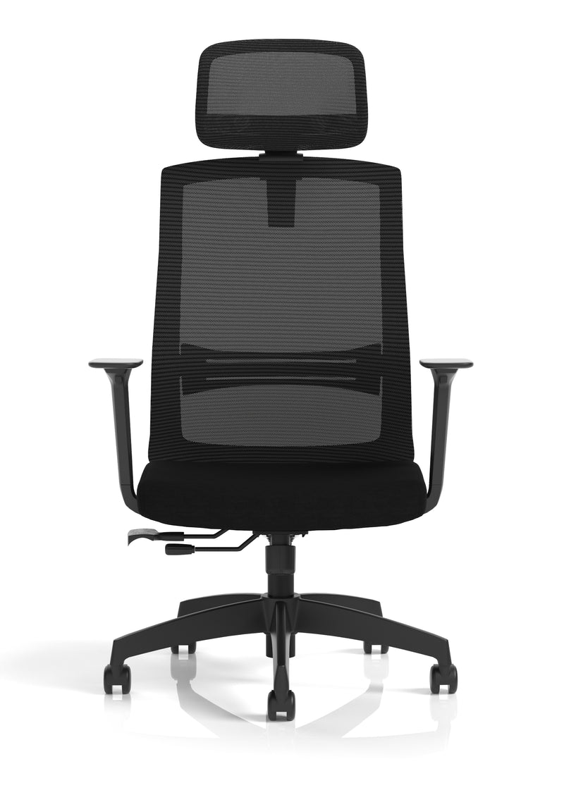 Ventra Mesh Back Task Operator Office Chair Height Adjustable Arms & Headrest - Black
