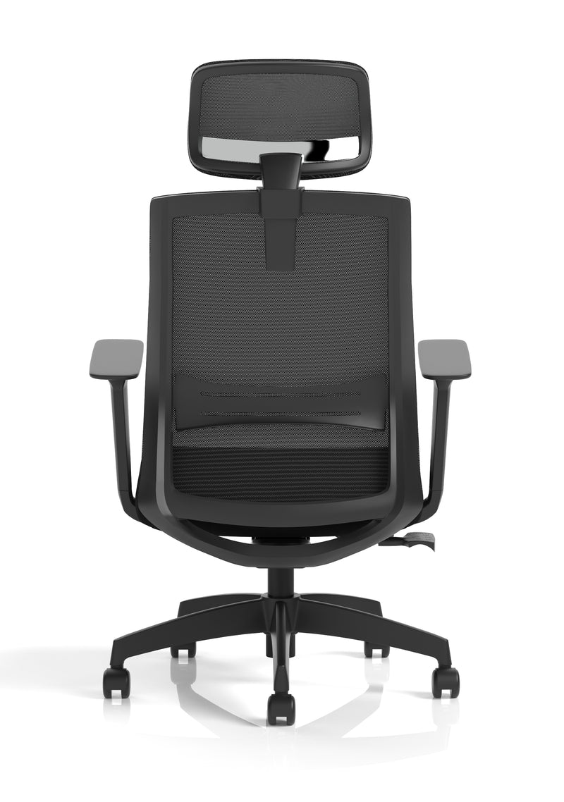 Ventra Mesh Back Task Operator Office Chair Height Adjustable Arms & Headrest - Black