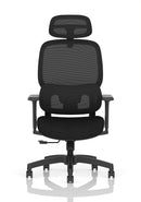 Dynamic Rowan mesh back office chair with ergonomic design and adjustable armrests, featuring a black mesh seat and sleek frame.