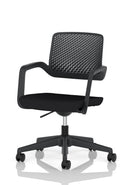 Dynamic Cosmo Task Operator Chair with adjustable armrests and ergonomic design, shown in black fabric.
