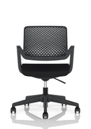 Dynamic Cosmo Task Operator Chair with adjustable armrests and ergonomic design, featuring a black fabric seat and backrest.
