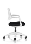 Dynamic Cosmo Task Operator Chair with adjustable height and ergonomic design, featuring black fabric upholstery and armrests.