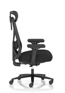 Dynamic Conrow heavy-duty task operator chair with adjustable headrest, ergonomic design, and sturdy build for industrial use.