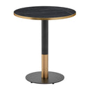 Omega Complete Dining Table by ZAP with black marble top and sleek black and gold round base, modern and elegant design.