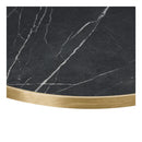 Omega Complete Dining Table by ZAP with round black marble top and sleek gold-edged base, featuring a modern black and gold design.