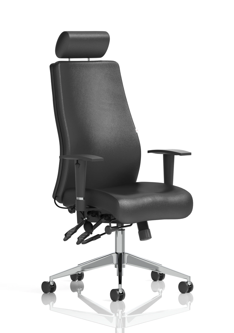 Onyx Ergo Posture Chair Black Bonded Leather With Headrest & Arms