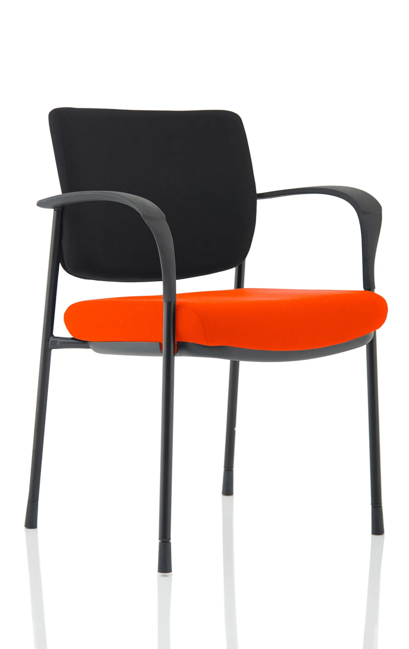 Brunswick Deluxe Visitor Chair With Arms & Black Frame - Black Back/Bespoke Fabric Seat - NWOF