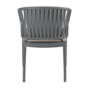 ZAP Portofino stacking armchair with taupe seat cushion, modern outdoor furniture with sleek design and comfortable seating