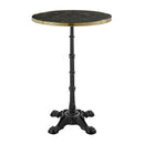 Parisian Complete Bar Height Table With Flat Auto-Adjust Base - Dark Marble With Gold Rim - NWOF