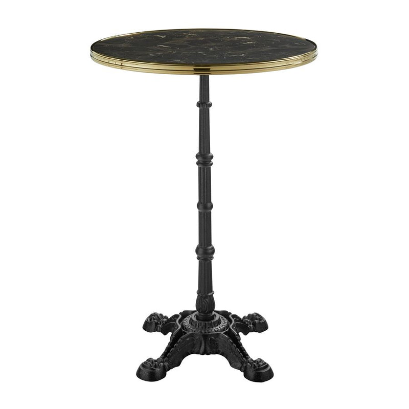 Parisian Complete Bar Height Table With Flat Auto-Adjust Base - Dark Marble With Gold Rim