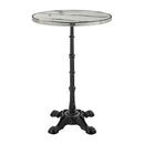 Parisian Complete Bar Height Table With Flat Auto-Adjust Base - White Marble With Chrome Rim - NWOF