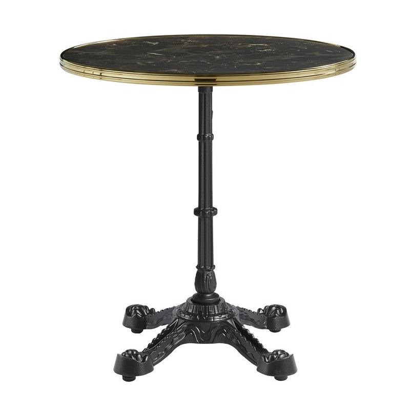 Parisian Complete Dining Table With Flat Auto-Adjust Base - Dark Marble With Gold Rim