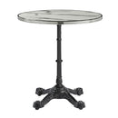 Parisian Complete Dining Table With Flat Auto-Adjust Base - White Marble With Chrome Rim - NWOF