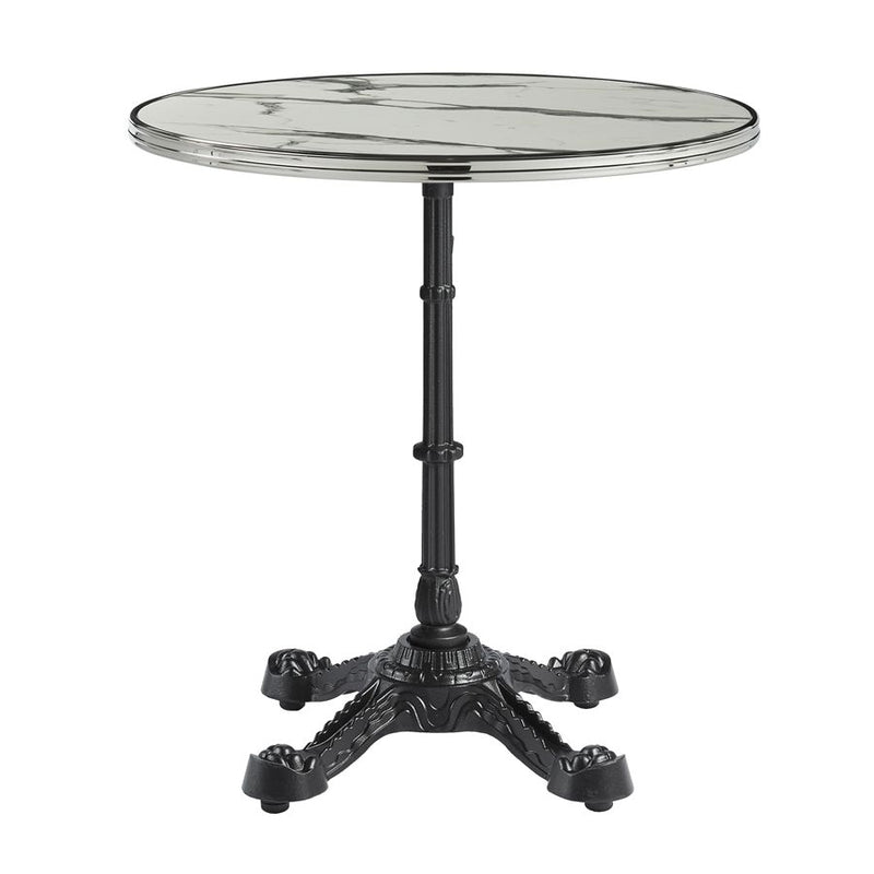 Parisian Complete Dining Table With Flat Auto-Adjust Base - White Marble With Chrome Rim