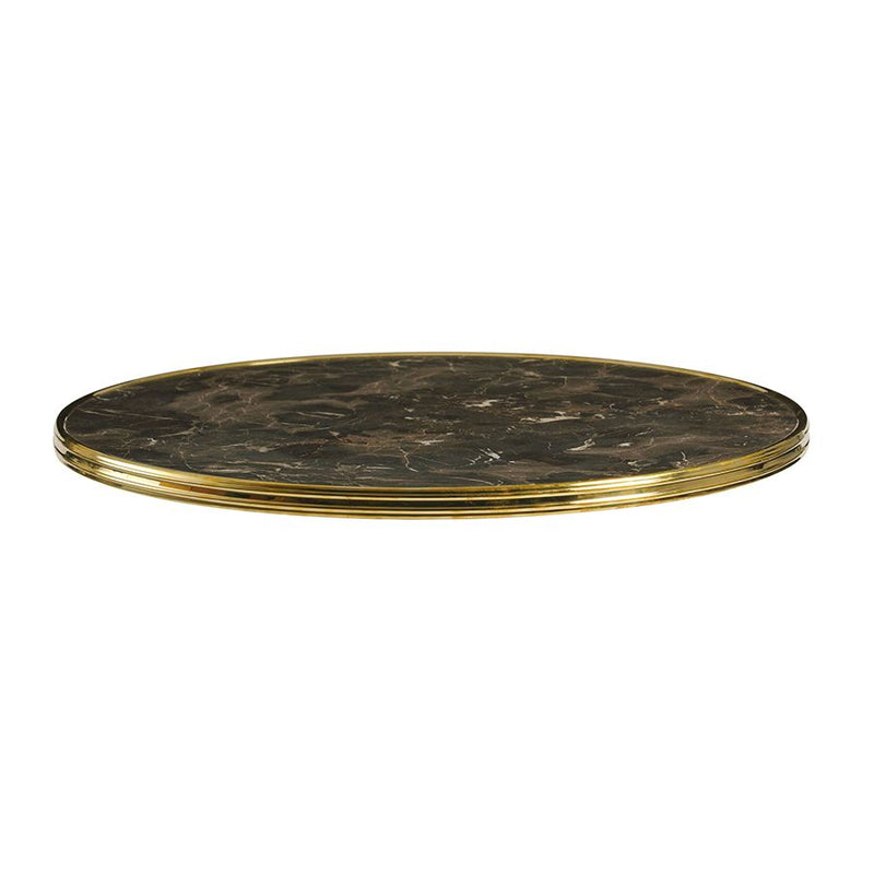 Parisian Table Top - Dark Marble With Gold Metal Rim