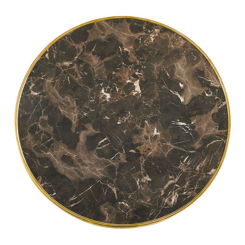 Parisian Table Top - Dark Marble With Gold Metal Rim