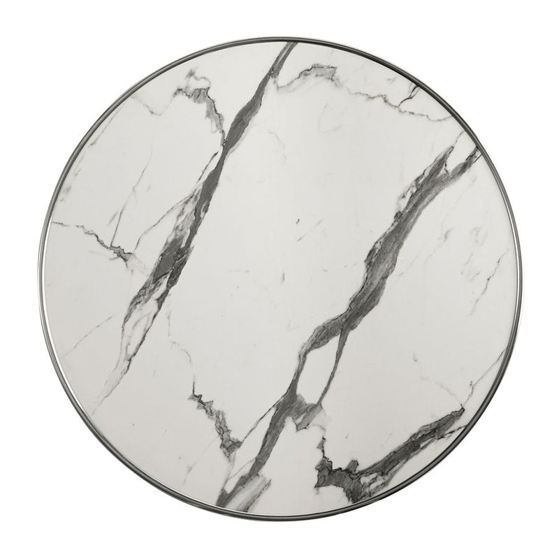 Parisian Table Top - White Marble With Chrome Metal Rim