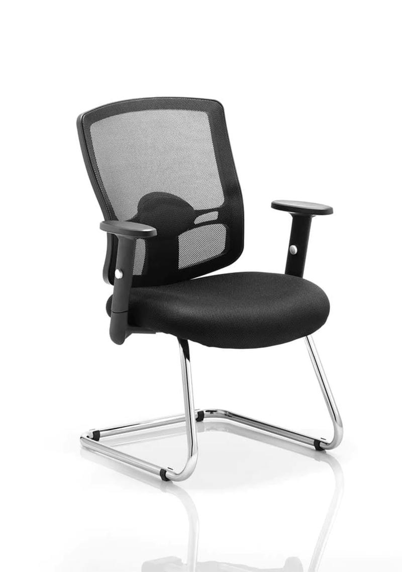 Portland Mesh Back Cantilever Visitor Chair with Arms - NWOF