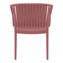 ZAP Portofino stacking armchair in Marsala color with a woven backrest and armrests, showcasing its stylish, modern design.