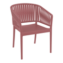 ZAP Portofino stacking armchair in Marsala with a modern design and cushioned seat, perfect for stylish indoor or outdoor spaces.