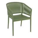 Olive green Portofino stacking armchair by ZAP with a modern design and comfortable armrests.