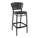 Black Portofino 75 ZAP bar stool with sleek metal legs and padded seat, ideal for modern kitchen or bar area.
