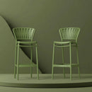 ZAP Portofino 75 bar stool with wooden legs and cushioned seat, shown in a stylish modern kitchen setting.