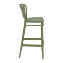 Olive green Portofino 75 ZAP bar stool with a sleek modern design, showcasing a comfortable seat and sturdy metal legs.