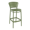 Olive green Portofino 75 ZAP bar stool with sleek modern design and wooden legs, ideal for contemporary kitchen or bar areas.