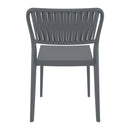 Dark grey ZAP Portofino stacking side chair with a sleek, modern design and curved backrest.