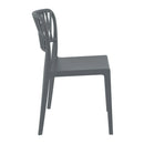 Dark grey ZAP Portofino stacking side chair with sleek design and wooden legs, ideal for modern dining or living spaces.
