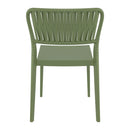 Olive green Portofino stacking side chair by ZAP with a sleek modern design and wooden legs.