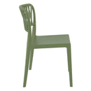 Olive green Portofino stacking side chair by ZAP with sleek, modern design and wooden legs, perfect for contemporary dining or seating.