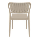 Taupe Portofino stacking side chair by ZAP with a sleek back design and modern wooden legs, ideal for contemporary dining spaces.