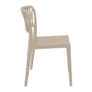 Taupe Portofino stacking side chair by ZAP with a sleek, modern design and wooden legs.