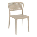 Taupe Portofino stacking side chair by ZAP with sleek, modern design and wooden legs, perfect for contemporary dining or seating areas.