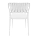 White ZAP Portofino stacking side chair with a sleek backrest and modern design, ideal for contemporary dining or seating areas.