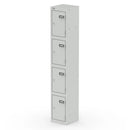 Gray Qube Locker by Dynamic, 1800mm high, showing multiple compartments with secure doors and ergonomic handles.