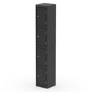Black Qube Locker by Dynamic, 1800mm tall, with secure compartments and modern design, shown in a clean, well-lit environment.