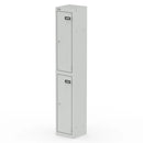 Grey Qube Locker 1800mm high by Dynamic, featuring multiple compartments and secure locking mechanisms.