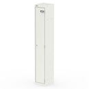 White Qube Locker by Dynamic, 1800mm high, featuring multiple compartments and sturdy construction for secure storage.