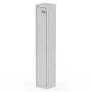 Grey Qube Locker 1800mm high by Dynamic, featuring sleek design and sturdy construction for secure storage.