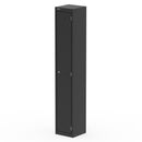 Black Qube Locker by Dynamic, 1800mm high, with secure lock and modern design, shown in a clean, organized storage setting.