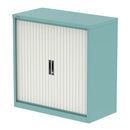 QUBE Tambour Cupboard - Pastel Turquoise & Satin White - NWOF